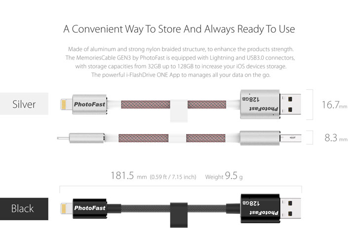 PhotoFast MFi Lightning MemoriesCable Gen 3 - USB 3.0 - 32G