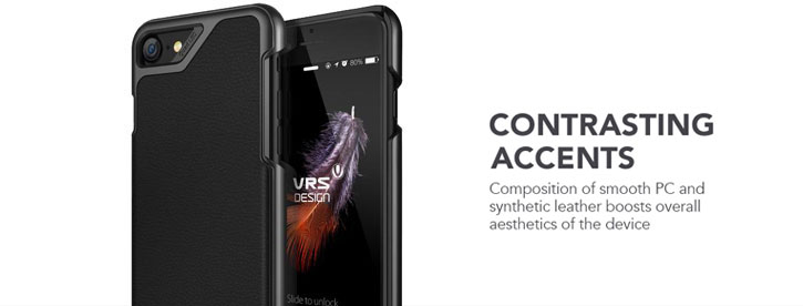 VRS Design Simpli Mod Genuine Leather iPhone 7 Plus Case - Black