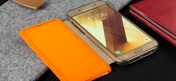 Flip Wallet Cover Officielle Samsung Galaxy A5 2017 Neon – Or vue sur ports