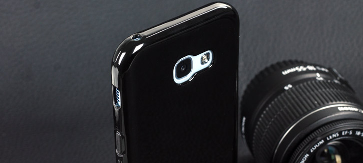 Coque Samsung Galaxy A5 2017 FlexiShield en gel – Noire vue sur apapreil photo