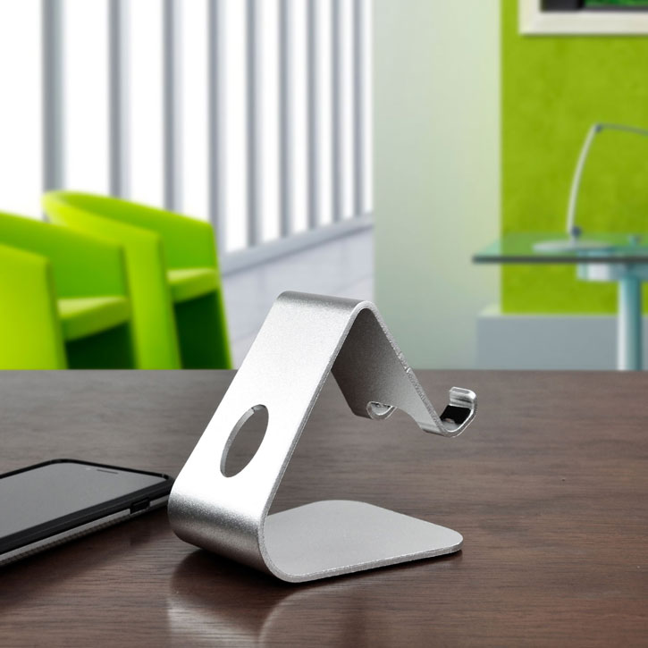 Support bureau universel en métal pour smartphone et tablette – Argent