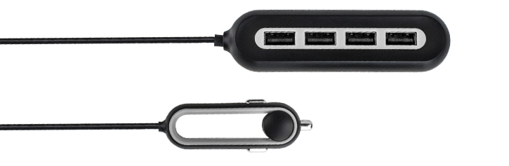 KSIX 4x USB 9.6A Car Charger - Black