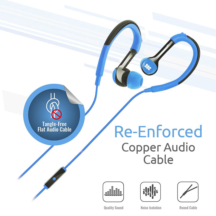 Promate Natty In-Ear Sports Headphones with Ear Hooks - Blue