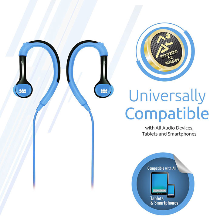 Auriculares deportivos con ganchos para oídos Promate Natty - Azul
