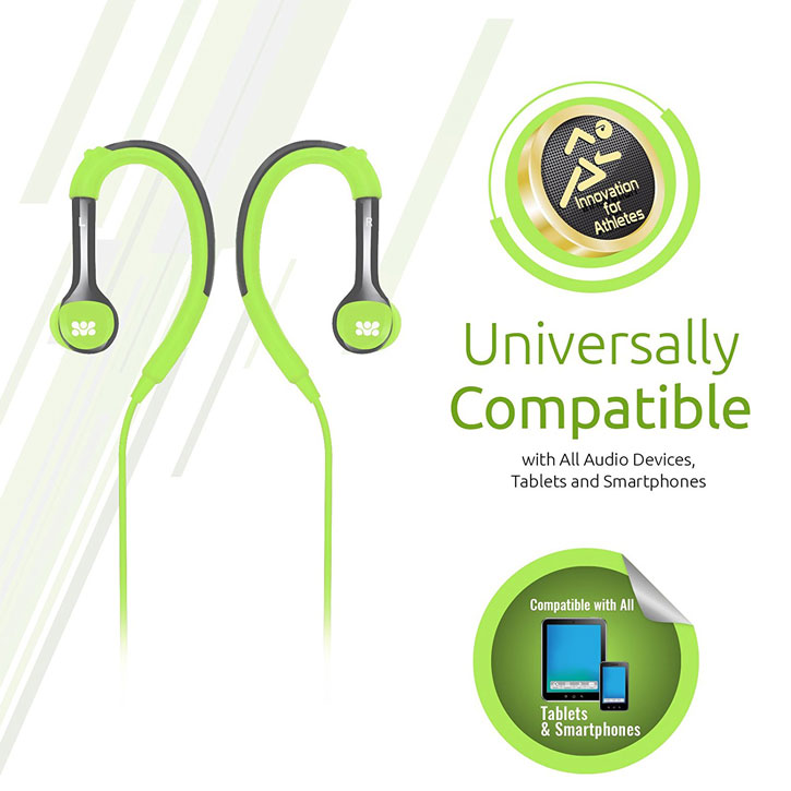 Promate Natty In-Ear Sports Headphones with Ear Hooks - Green