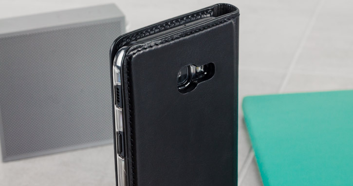 Housse Samsung Galaxy A5 2017 Olixar Portefeuille en cuir – Noire vue sur appareil photo