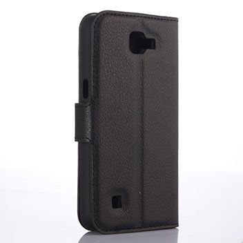 LG K4 Leather Wallet Case - Black