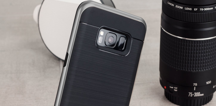 Coque Samsung Galaxy S8 Plus VRS Design High Pro Shield – Argent vue sur appareil photo