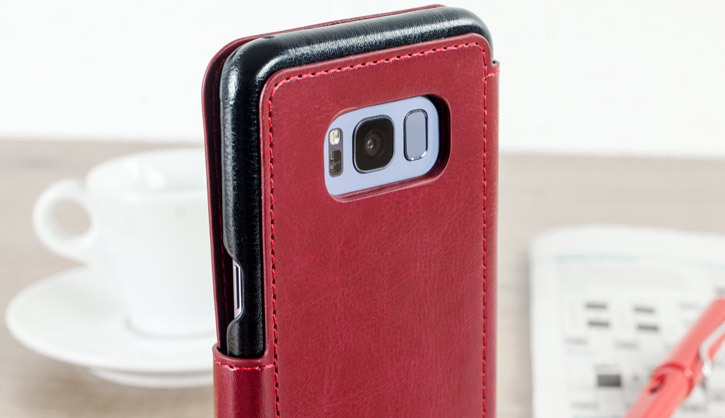 Housse Samsung Galaxy S8 Plus VRS Design Dandy Simili Cuir - Rouge vue ru appareil photo