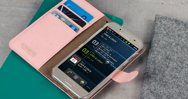 Hansmare Calf Samsung Galaxy A3 2017 Wallet Case Hülle in Rosa