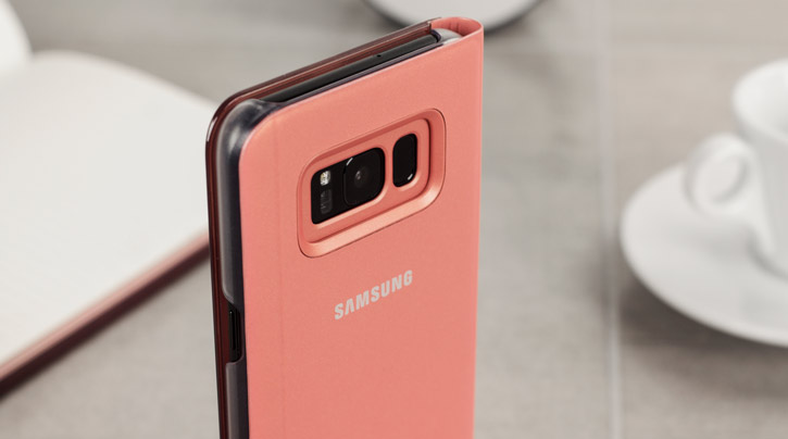 Clear View Stand Cover Officielle Samsung Galaxy S8 – Rose vue sur appareil photo