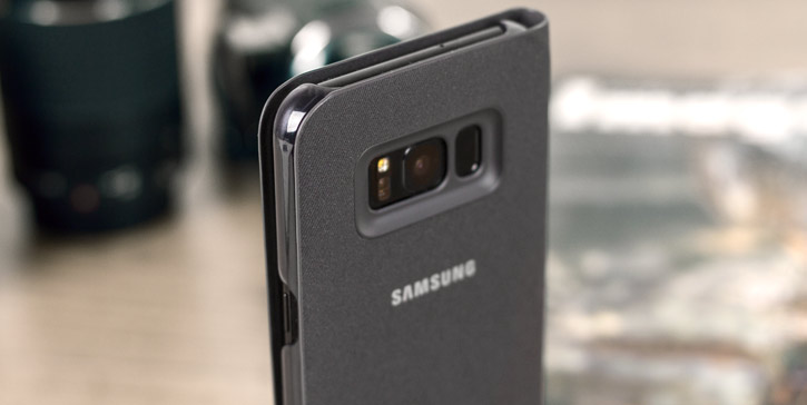 LED Flip Wallet Cover Officielle Samsung Galaxy S8 - Noire vue sur touches