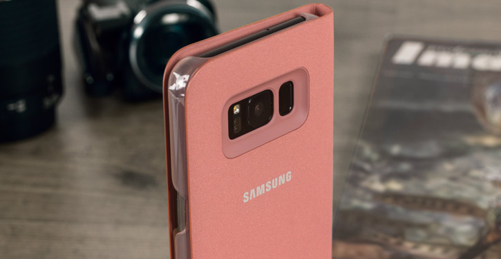 LED Flip Wallet Cover Officielle Samsung Galaxy S8 - Rose vue sur touches