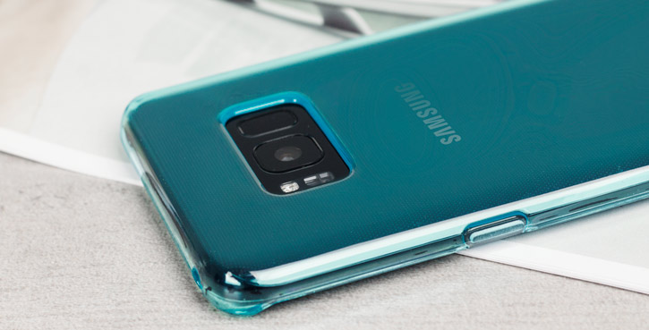 Coque Samsung Galaxy S8 Olixar FlexiShield - Bleue vue sur appareil photo