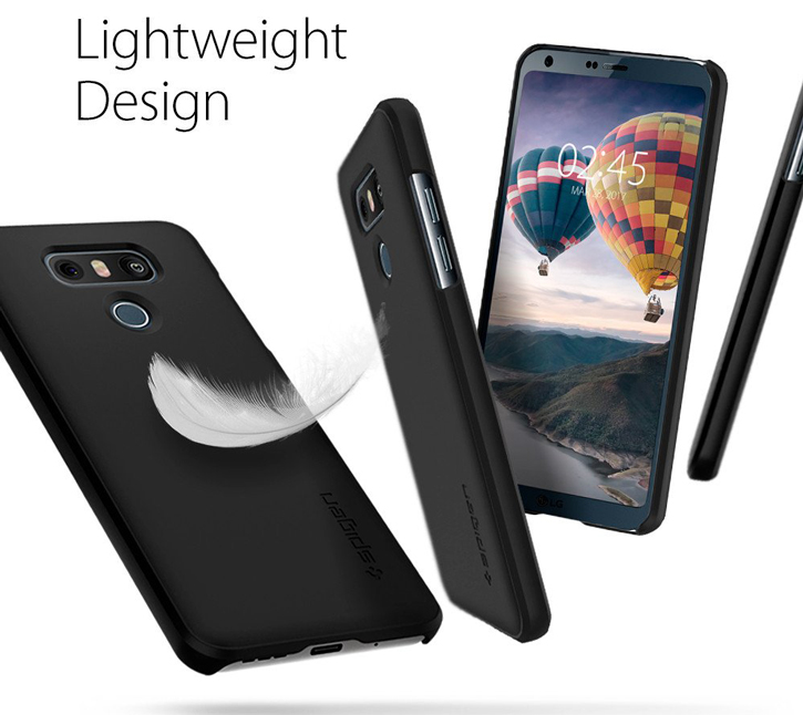Coque LG G6 Spigen Thin Fit – Noire vue sur touches