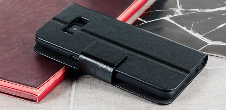 Housse Samsung Galaxy S8 Olixar Portefeuille avec support – Noire vue sur appareil photo