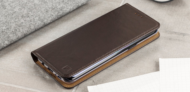 Olixar Genuine Leather Samsung Galaxy S8 Executive Wallet Case - Brown