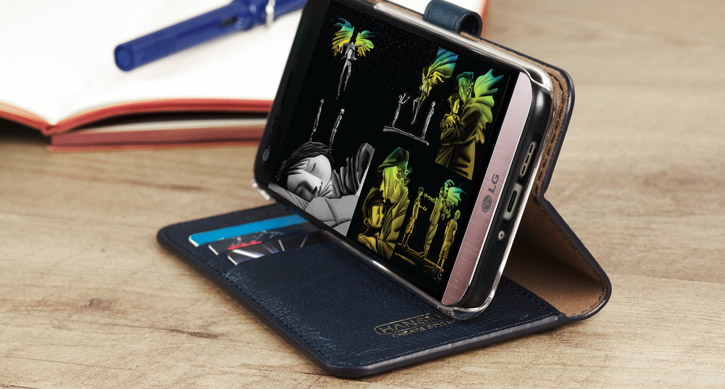 Hansmare Calf LG G6 Wallet Case - Navy Blue