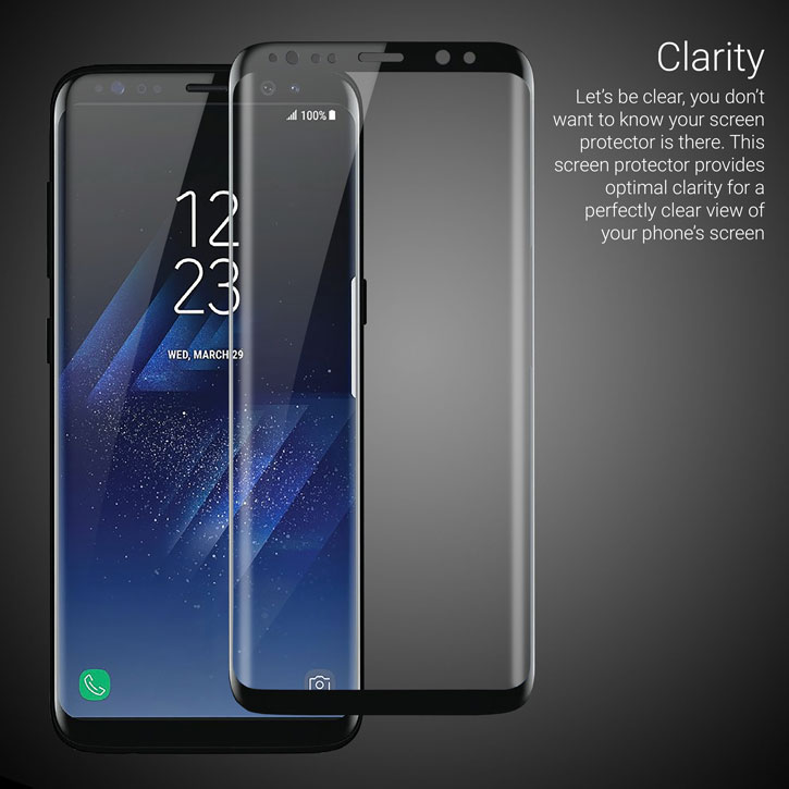 Olixar Samsung Galaxy S8 Curved Glass Screen Protector - Black