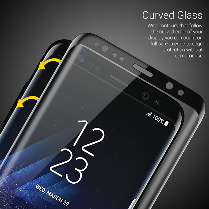 Olixar Samsung Galaxy S8 Curved Glass Screen Protector - Black