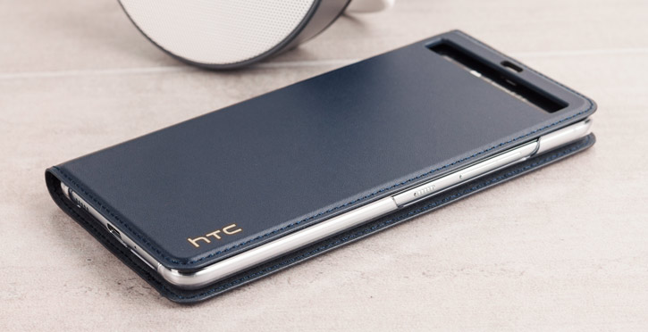 Housse Officielle HTC U Ultra avec rabat en cuir – Bleue foncée vue sur ports