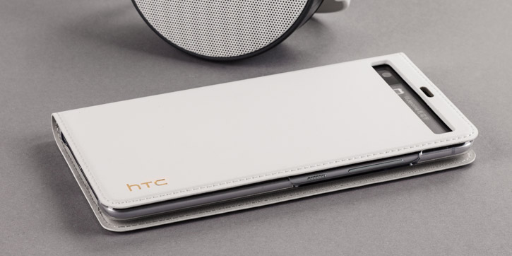 Housse Officielle HTC U Ultra avec rabat en cuir véritable – Blanc vue sur touches
