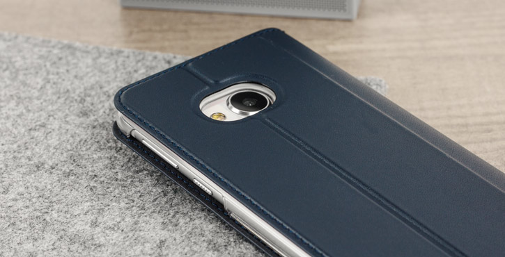 Official HTC U Play Genuine Leather Flip Case - Dark Blue