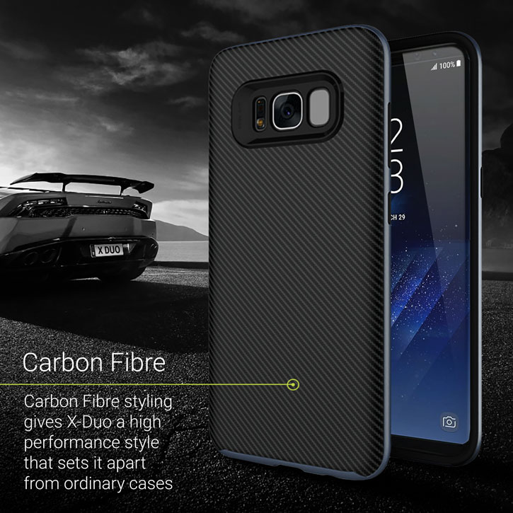 Olixar X-Duo Samsung Galaxy S8 Case - Carbon Fibre Metallic Grey