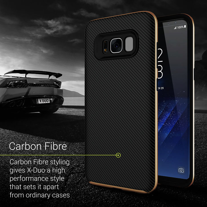 Olixar X-Duo Samsung Galaxy S8 Plus Case - Carbon Fibre Gold