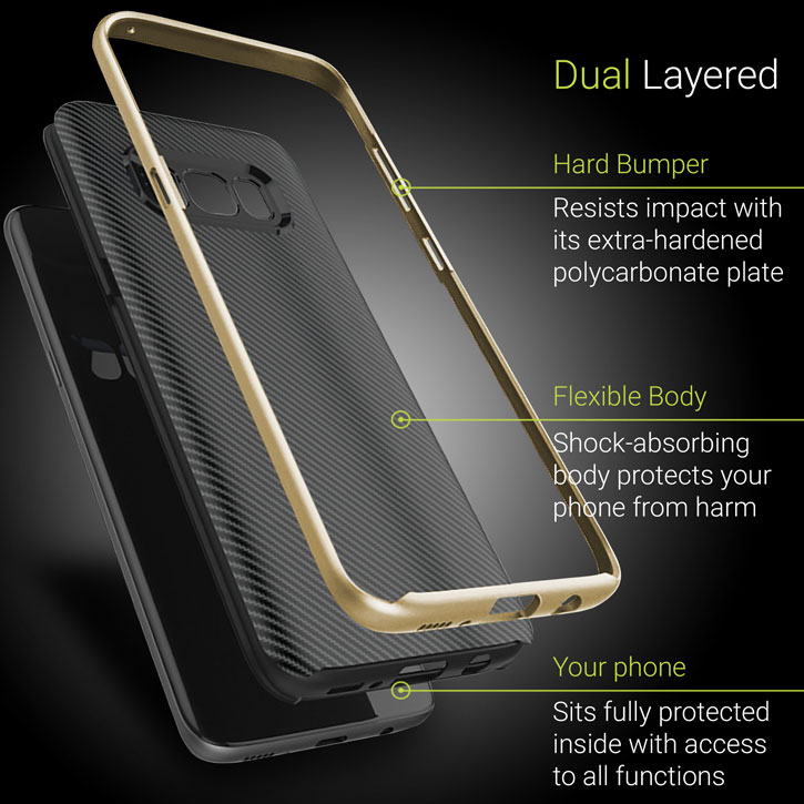 Olixar X-Duo Samsung Galaxy S8 Plus Case - Carbon Fibre Gold