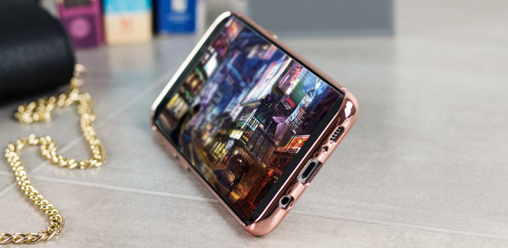 Coque Samsung Galaxy S8 Olixar X-Ring – Or Rose vue sur ports