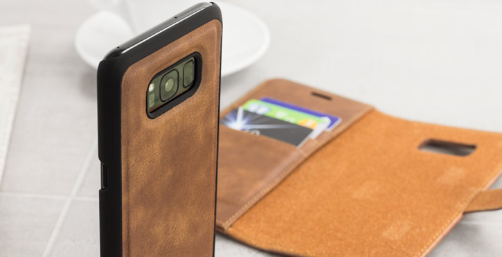 2-in-1 Magnetic Samsung Galaxy S8 Wallet / Shell Case - Tan