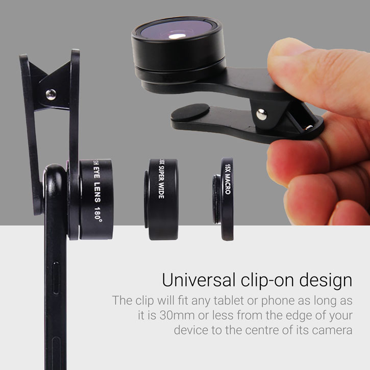 Olixar Premium 3-in-1 Universal Clip HD Camera Lens Kit