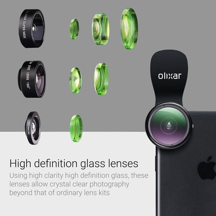 Olixar Premium 3-in-1 Universal Clip HD Camera Lens Kit