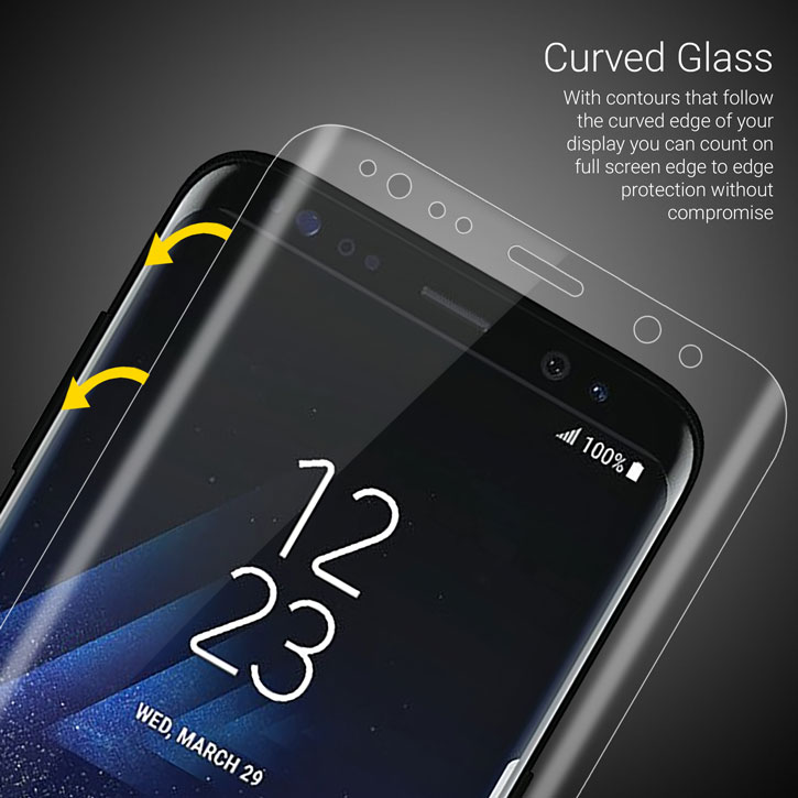 Protection d'écran Galaxy S8 Olixar en verre trempé incurvé – Noire
