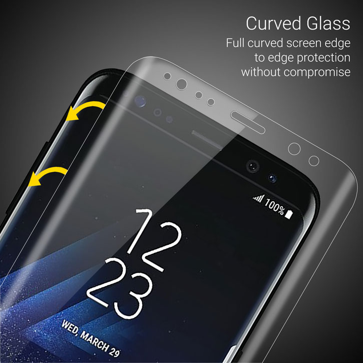 Olixar Samsung Galaxy S8 Plus Curved Glass Screen Protector - Clear