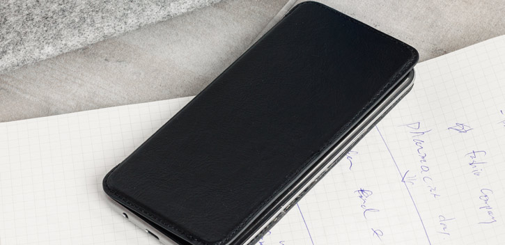 Olixar Slim Genuine Leather Flip Samsung Galaxy S8 Wallet Case - Black