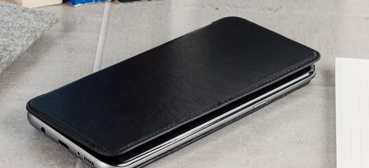 Olixar Slim Genuine Leather Flip Samsung Galaxy S8 Wallet Case - Black