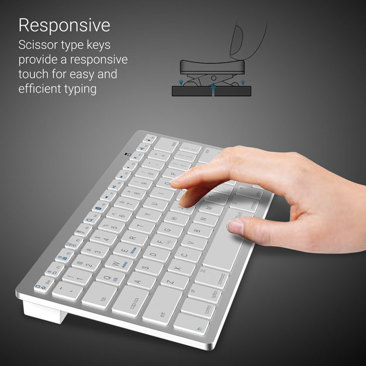 Wireless Bluetooth Keyboard - Silver & White