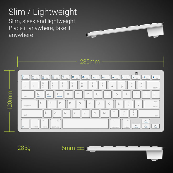 Wireless Bluetooth Keyboard - Silver & White