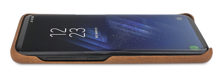 Housse Samsung Galaxy S8 Plus Vaja Grip Cuir Premium - Marron vue sur touches