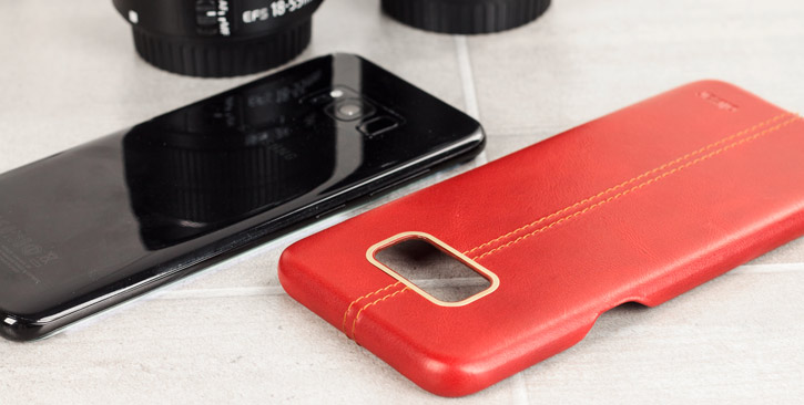 Olixar Premium Genuine Leather Samsung Galaxy S8 Case - Red