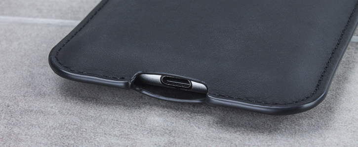 Official BlackBerry Smart Pocket KEYone Genuine Leather Case - Black