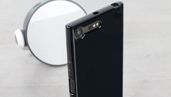Coque Sony Xperia XZ Premium FlexiShield en gel – Noire vue sur appareil photo