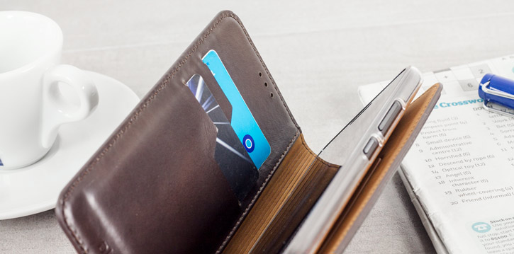 Olixar Genuine Leather Motorola Moto G5 Executive Wallet Case - Brown