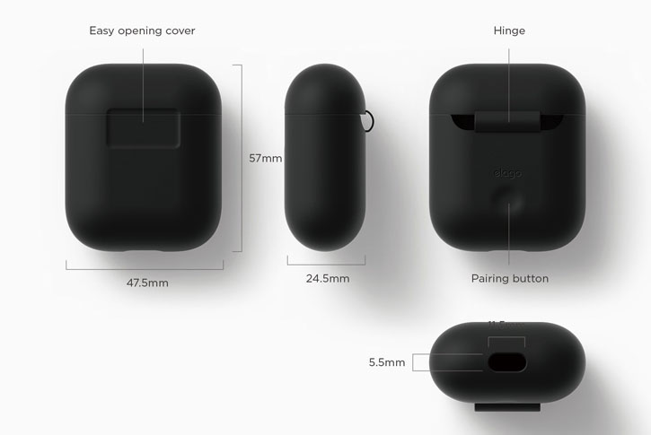Elago Apple AirPods Protective Silicone Case - Black