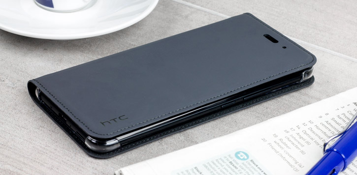 Official HTC U11 Genuine Leather Flip Case - Dark Grey