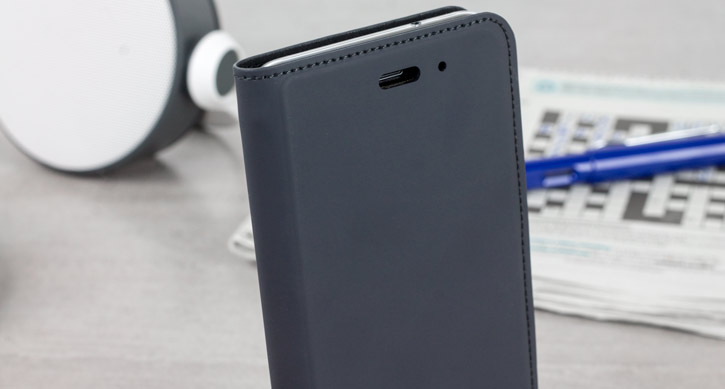 Official HTC U11 Genuine Leather Flip Case - Dark Grey