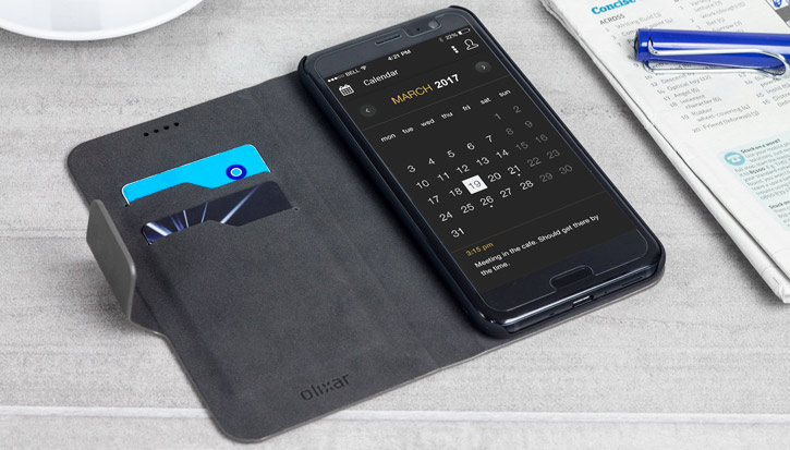Olixar Leather-Style HTC U11 Wallet Stand Case - Black