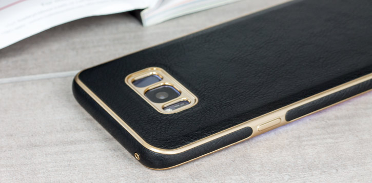 Housse Samsung Galaxy S8 Olixar Makamae Simili Cuir - Noire vue sur appareil photo